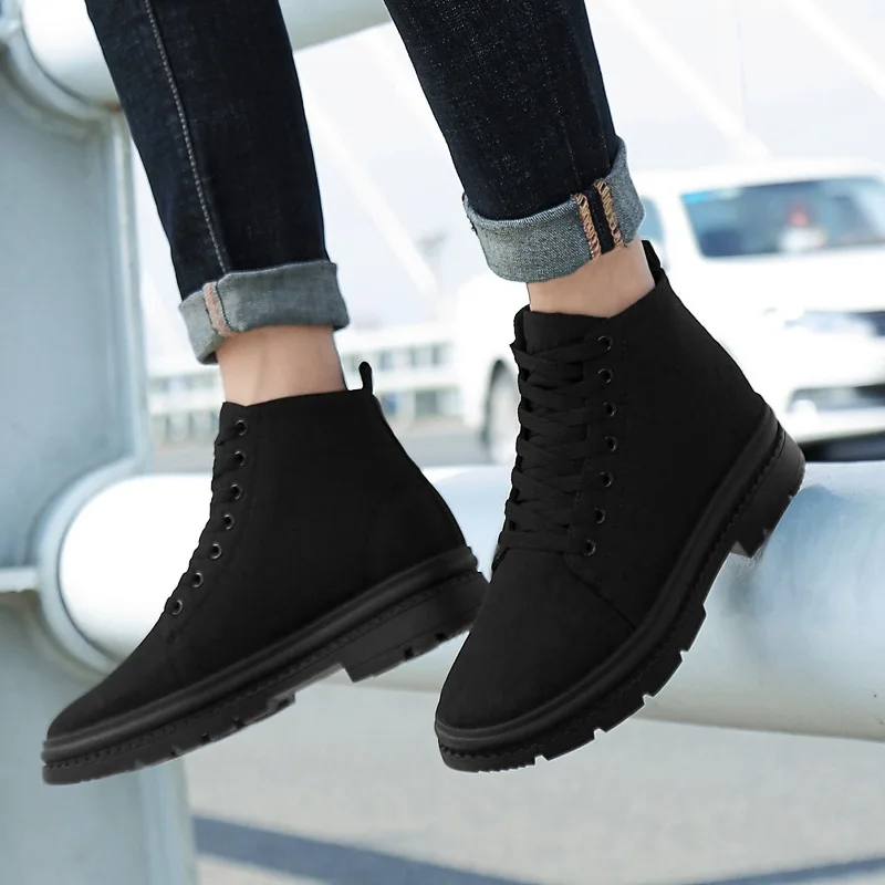 Men Boots Elevator Shoes Hidden Heels Canvas Heightening Shoes For Man Hidden Heels Increase Insole 10CM 8CM Sports Height Shoes 4