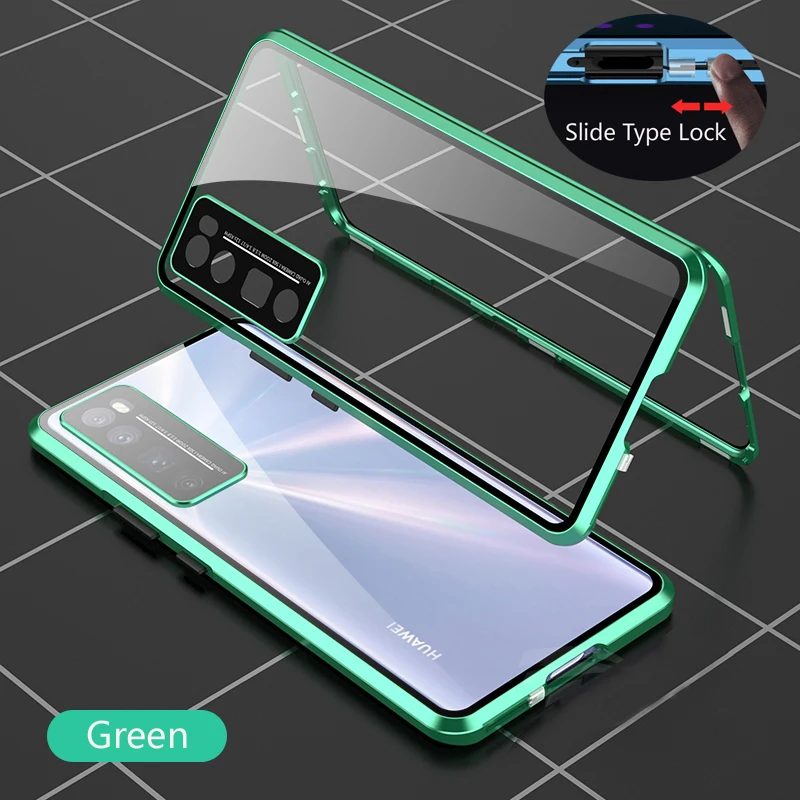 

Металлический двухсторонний стеклянный чехол с защелкой 360 полная защита для Huawei Nova9 SE Nova8 Nova7 Pro защитный чехол для объектива чехол для телефона