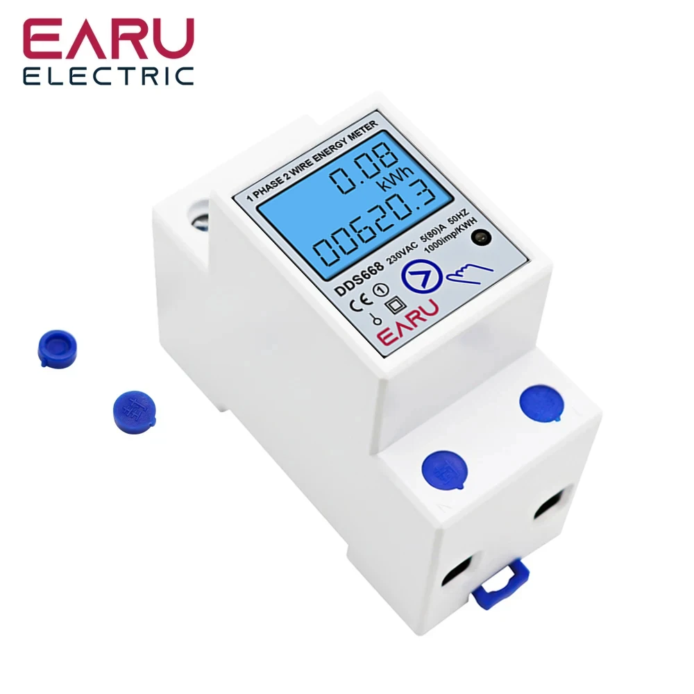 Single Phase LCD Digital Energy Meter Reset Zero kWh Voltage Current Power Consu