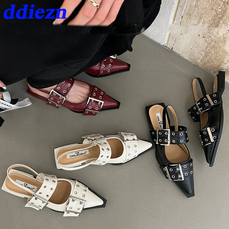 Rozhuhro Chaussons Mules Pour Femmes Confortables Fermés Bout Rond Chaussures De Travail Chaussures Plates Simples Couleur Unie Slingback Marche Décontractée Talons Bas Quotidiens,Apricot,34 EU