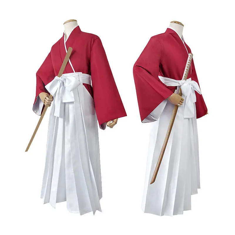 

Костюм для косплея Rurouni Kenshin в реальной модели, полный комплект для мужчин и женщин, костюм для косплея Himura Kenshin