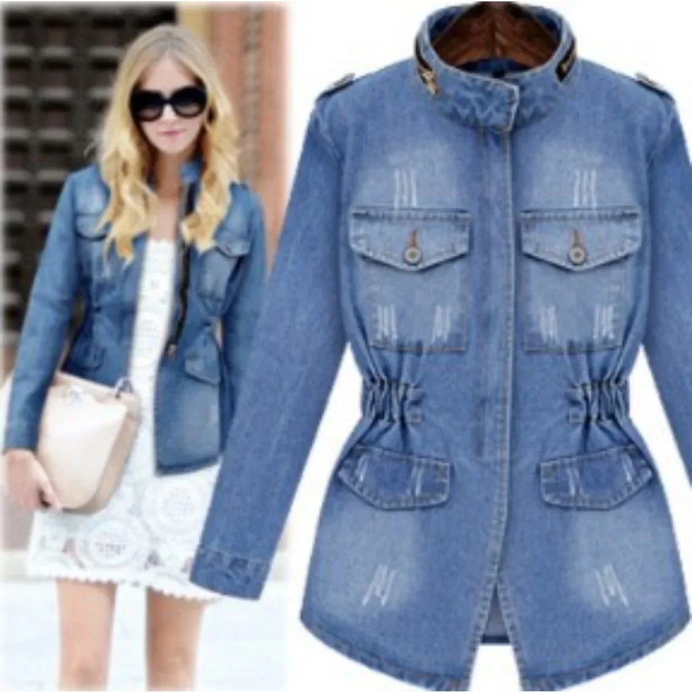 European and American Women's Denim Jacket Do Old Temperament Skinny Denim Jacket Women's Style Jackets
