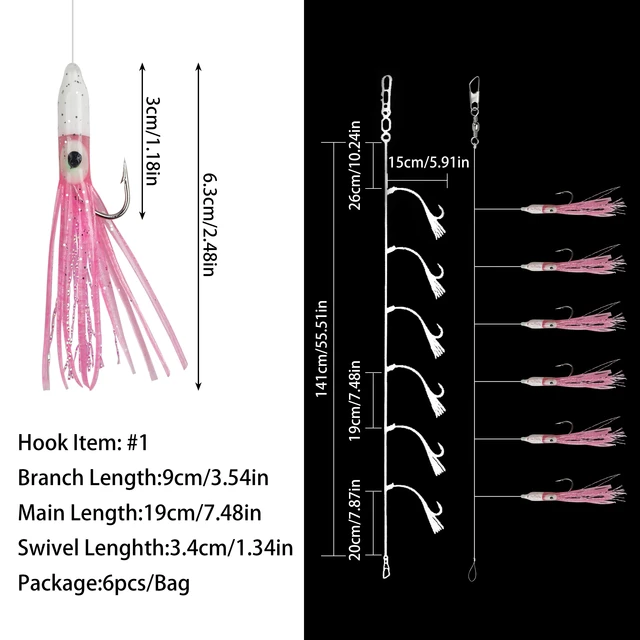 6 Packs Fishing Rigs Saltwater Bait Lures Surf Fishing Rigs