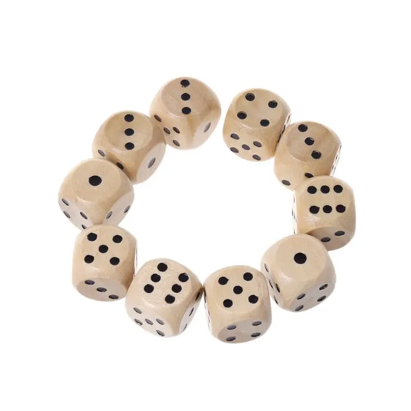 

10Pcs Wooden 6 Sided D6 Faces 14mm Digital Number Cubes Round Corner For Kid Educational DIY Board Games
