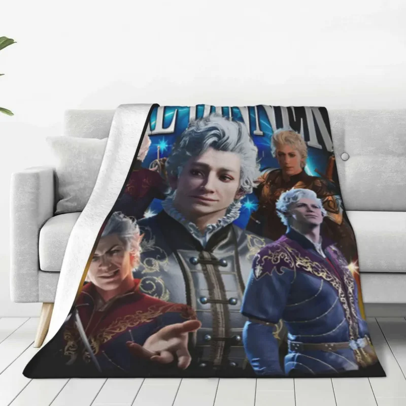 

Baldur's Gate 3 Astarion Blankets Character Camping Flannel Throw Blanket Warm Soft Couch Chair Sofa Bed Bedspread Gift