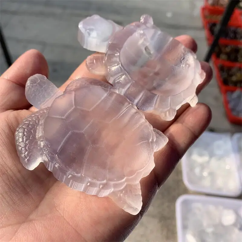 Natural Selenite Tortoise Statue Healing Crystal Quartz Hand Carved Figurine Reiki Gem Fengshui Home Decoration 1pcs 3