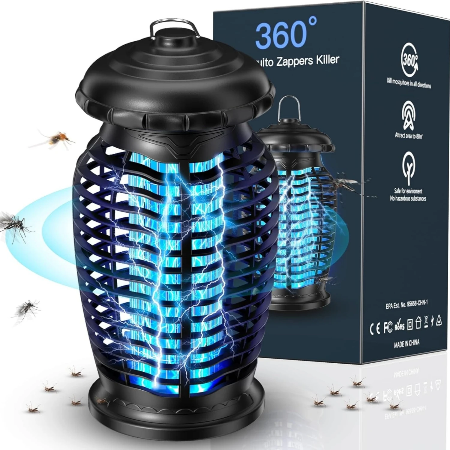 High-Voltage Bug Zapper-Outdoor Mosquito Trap for Garden Patio