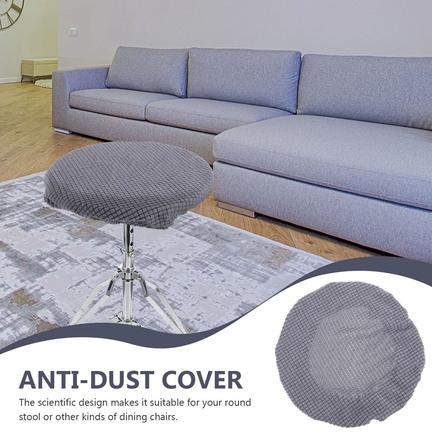 Round Stool Covers Washable Seat Cover Stool Covers Cushion Slipcover Elastic Bands Wooden Metal Swivel Chair