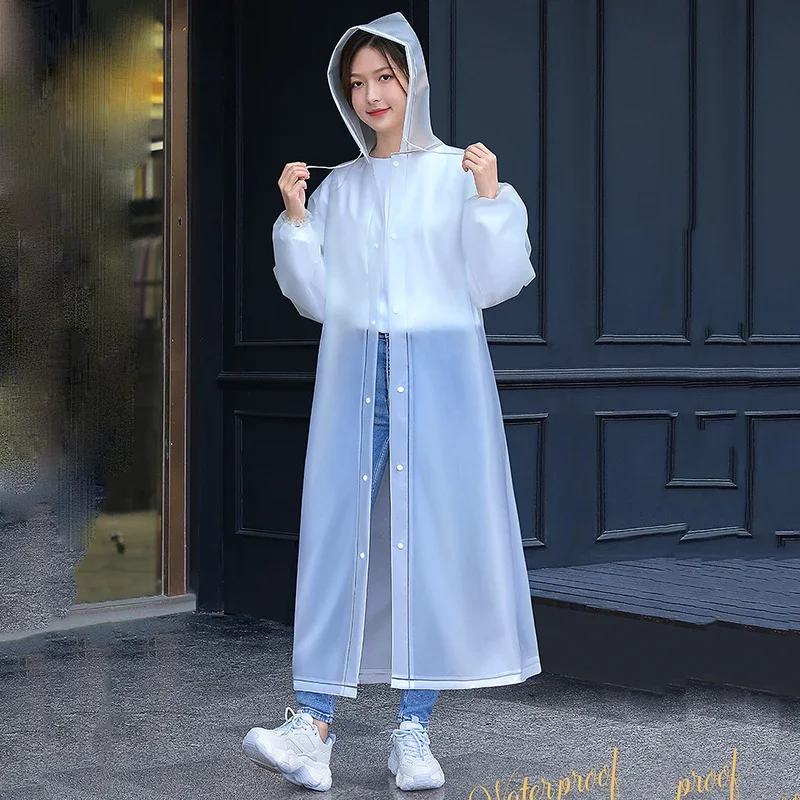 Raincoat Poncho Adult Long Raincoats EVA Impermeable Waterproof Rain Coat Men Women Travel Hooded Beam Port Rain Poncho For Fishing Camping