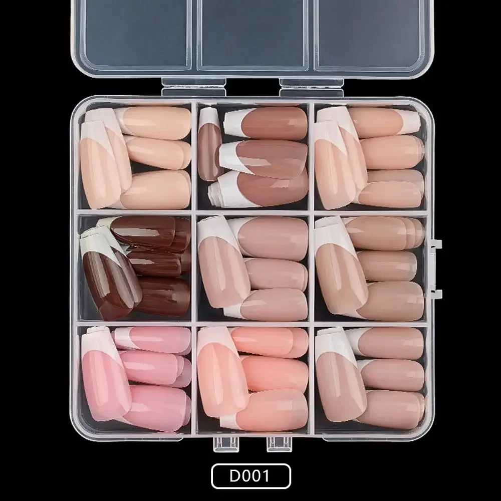 108pcs New Mixed Color French False Nail Pink Almond Coffin Fake Nail Full Cover Acrylic Press On Nails DIY