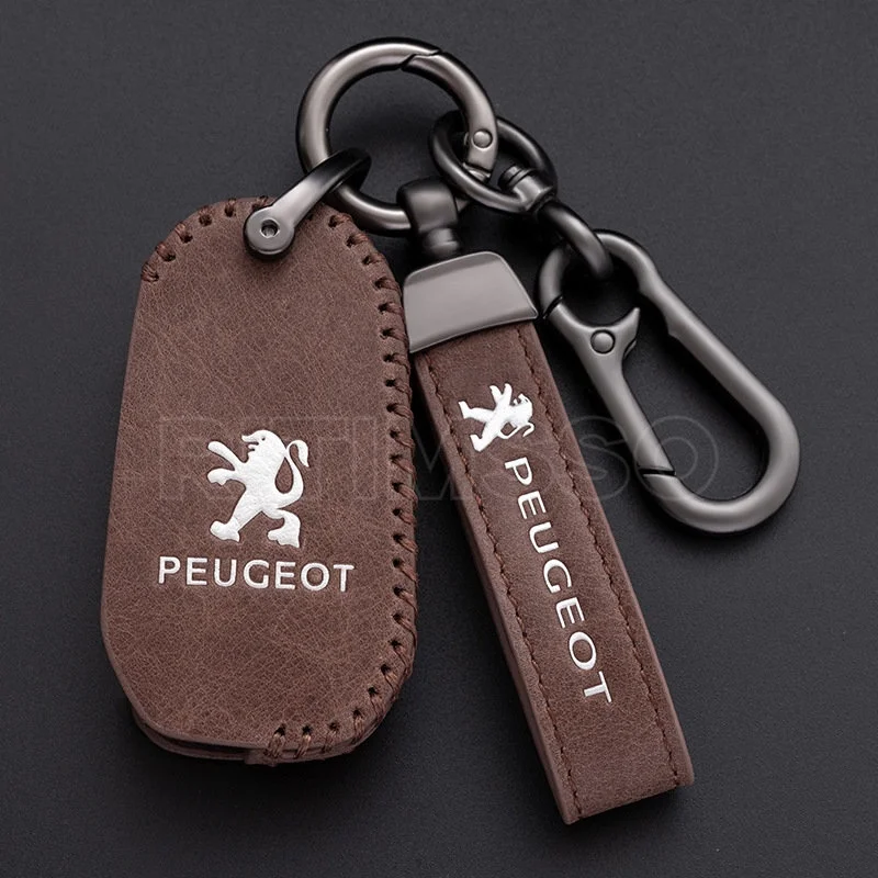 New Leather Car Remote Key Shell Cover Case for Dongfeng Peugeot 5008 308  408 508 3008 2008 4008 Shell Keyless Auto Accessories