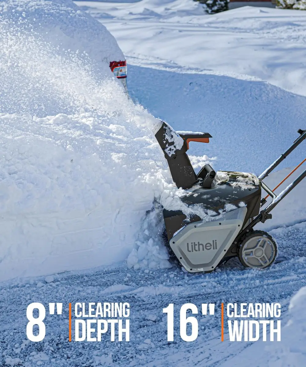 2X20V Cordless Snow Blower, 20 Inch Snow Thrower with 4.0Ah Battery, Electric Snow Blowers with LED Spotlight and Brushless Moto