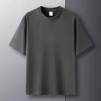 100% pur coton été haut de gamme marque hommes à manches courtes col rond Style à la mode demi manches haut respirant T-shirt 5