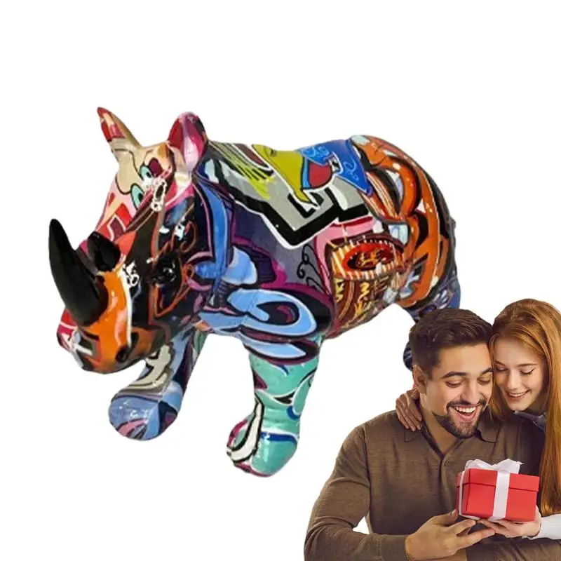 

Rhinoceros Figurine Resin Crafts Animal Rhinoceros Ornament Home Decor For Tables Entryways Bookshelves Windowsills Cabinets