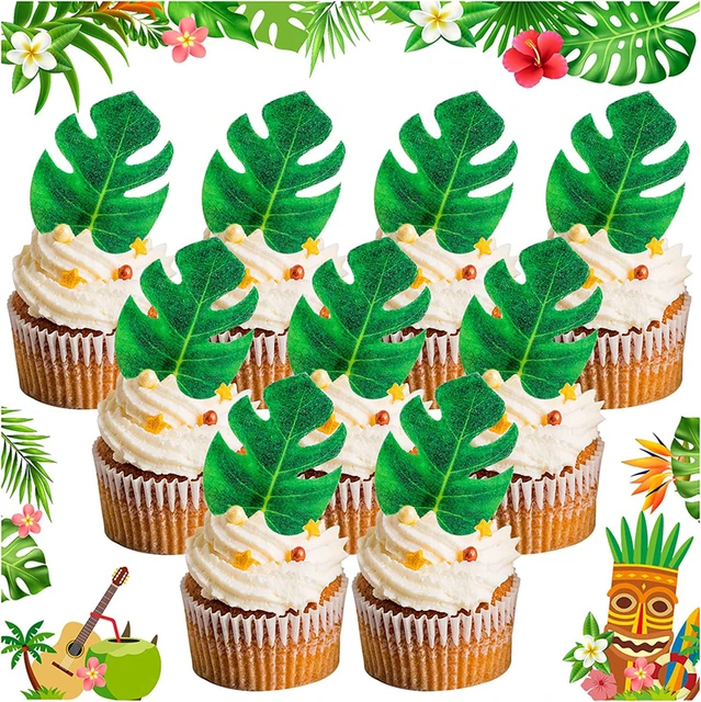 Hojas de tortuga tropicales comestibles para decoración de pasteles, hojas  de palma para fiesta, decoraciones para tartas comestibles para cumpleaños,  fiesta, 48 piezas - AliExpress