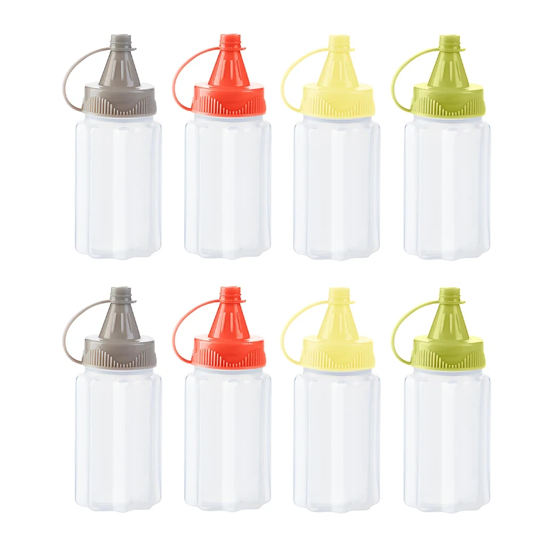 4/8pcs Mini Condiment Squeeze Bottles Honey/Ketchup/Soy Sauce