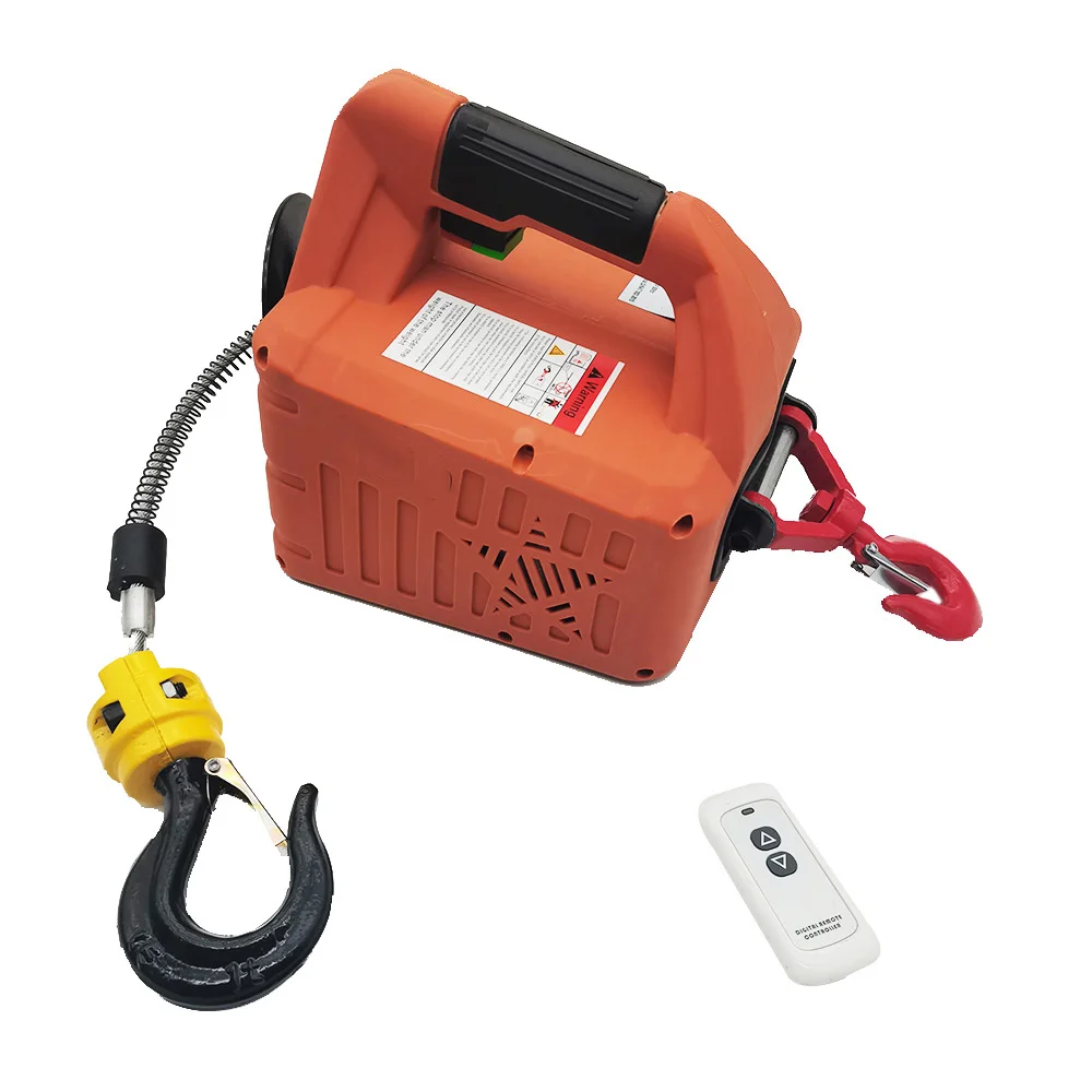 S3ed9dd1d834a4dd6adf0c4efb314863cu 500KG Electric hoist Portable electric hand winch traction block electric steel wire rope lifting hoist towing rope 220V/110V Mallzona