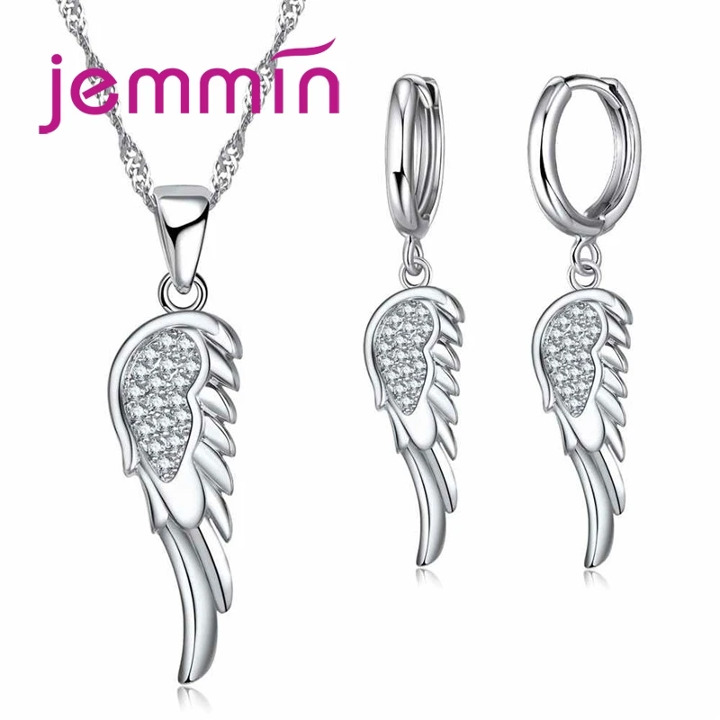 Minimalist 925 Sterling Silver Personality Temperament Crystal Wing Hot Fashion Party Wedding Jewelry Set