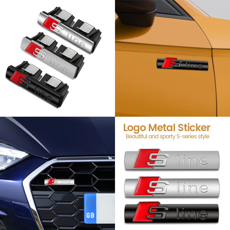 Car Styling S Line Badge Auto Griglia Anteriore Emblema Decorazione Sticker Per Audi Q5 A4 B6 B9 A5 B8 A3 8V 8P 8L A6 C7 Rs S3 S5 Sline