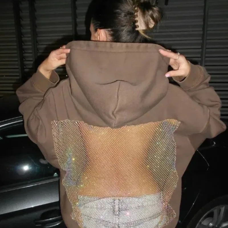 Women Transparent Long Sleeve Hoodie