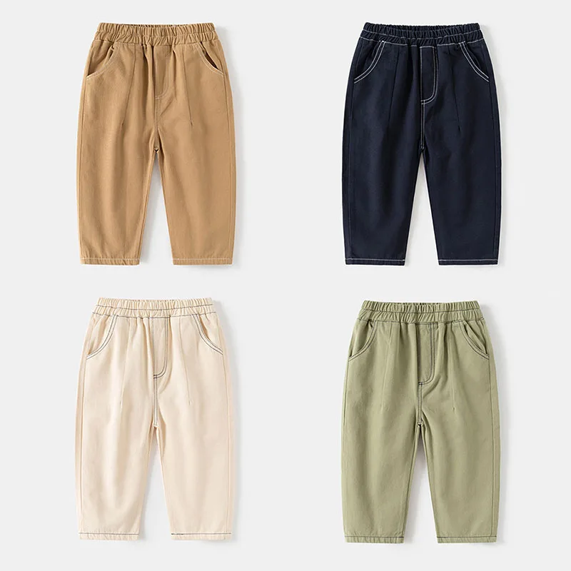 Autumn Kids Casual Trousers Solid Color