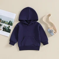 2023-10-19 Lioraitiin 6M-4Y Toddler Kid Boys Girls Hoodies Solid Color Long Sleeve Hooded Sweatshirts Spring Fall Pullovers Tops 2