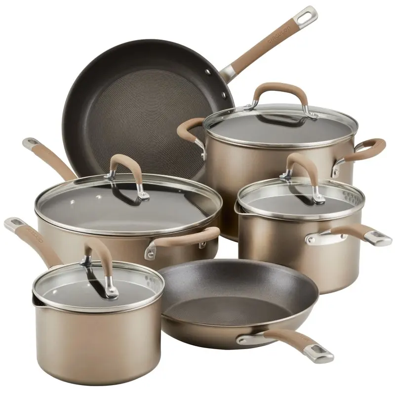 

Pc Nonstick Cookware Induction Pots and Pans Set, Bronze