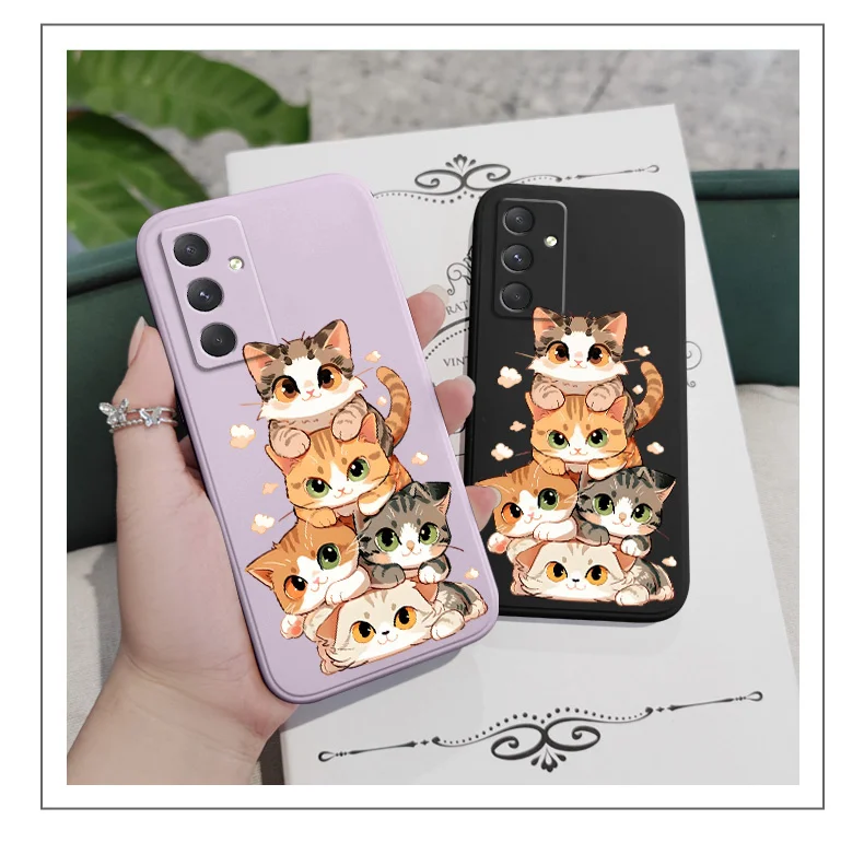 Süße weiche Katze Handyhülle für Samsung Galaxy A56 A36 A26 A16 A06 A55 A35 A25 A15 A05 A05S A54 A34 A24 A14 A04 A04S A04E 4G 5G Cov – Detail 2