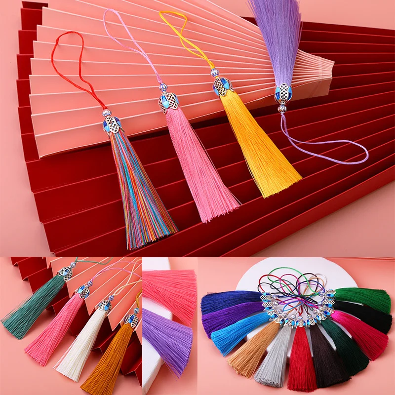 5Pcs Silky Elegant Tassels Soft Craft Tassels Fringe Cloisonne Tassel Charms Bulk Bookmark Tassel with Cord Loop for DIY Making