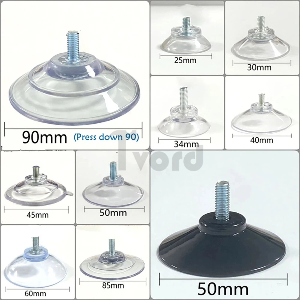 M4 M5 M6 M8 Transparent Suckers With Screw PVC Plastic Sucker Pad Holder Turn Nut Glass Table Tops Storage Tool Hooks