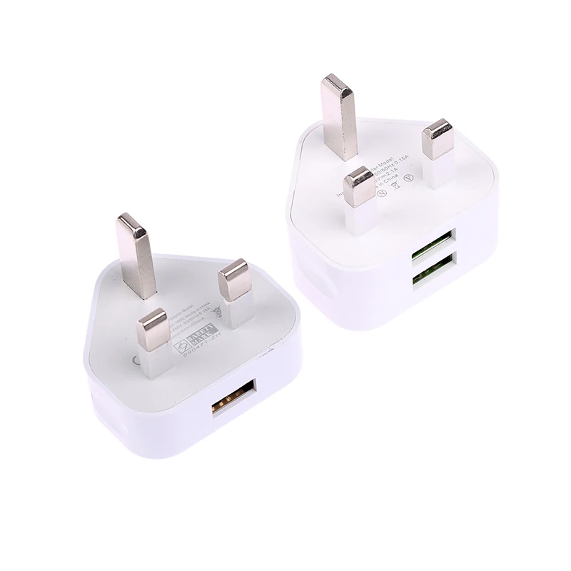 Dual USB Wall Charger with UK 3-Pin Plug - Fast Charging