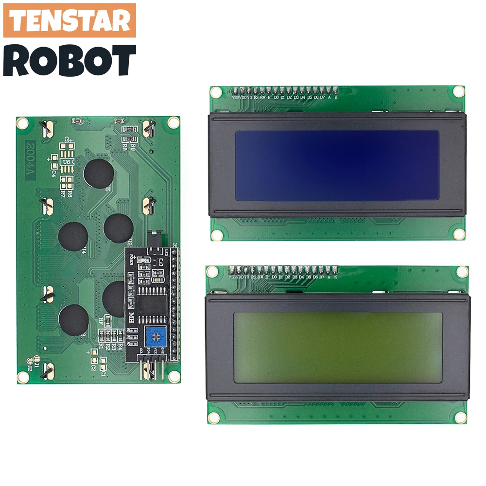 20x4 Blue Green Character LCD Screen with I2C Serial Interface Adapter Module
