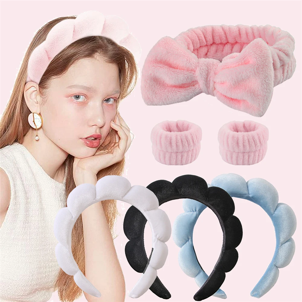 Women Hairbands Washing Face Care Hair Bands Clip Hair Holder Wristband