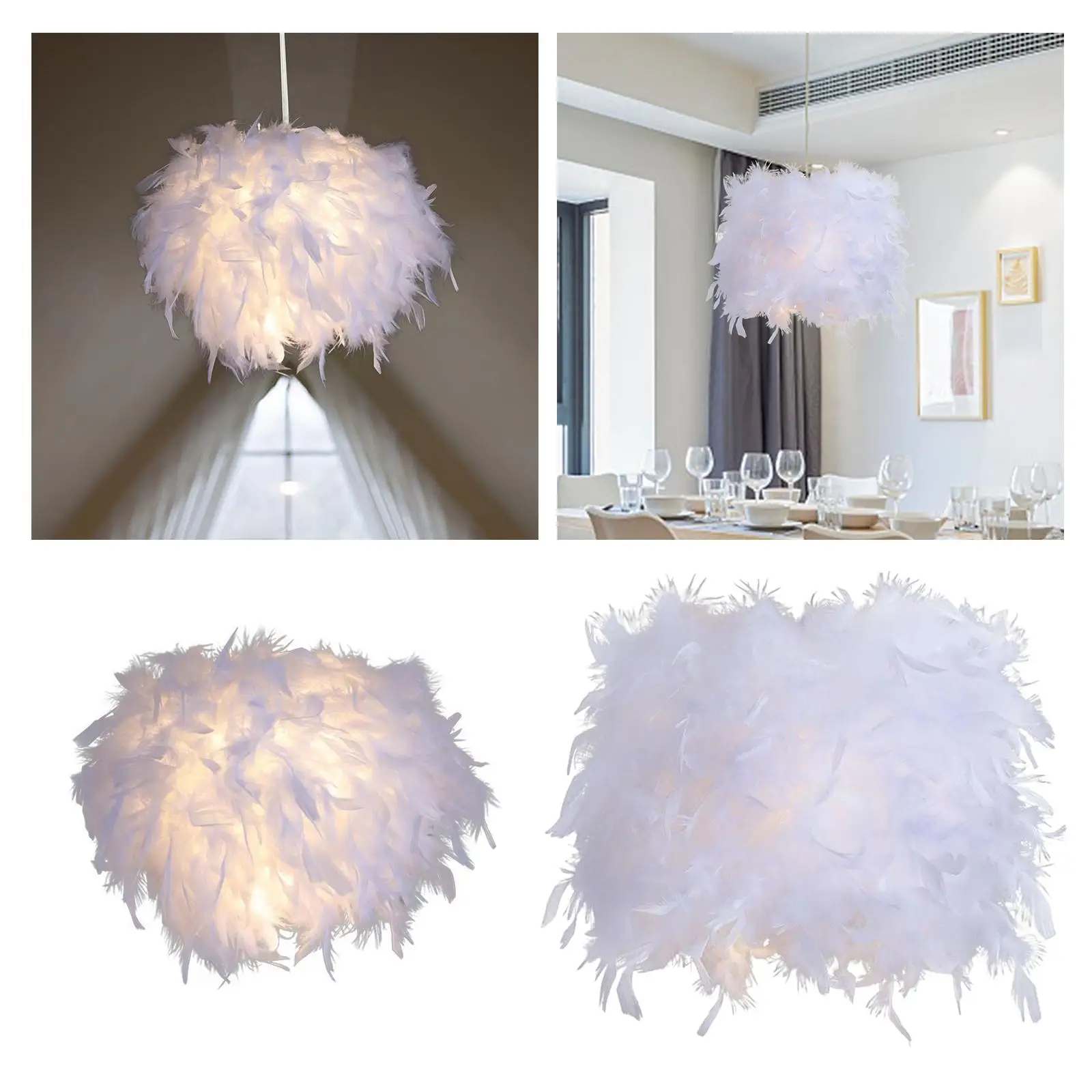 Feather Lampshade Hanging Lampshade Novelty Home Lighting Fixture Modern Pendant Light Cover for Ceiling Light for Wedding