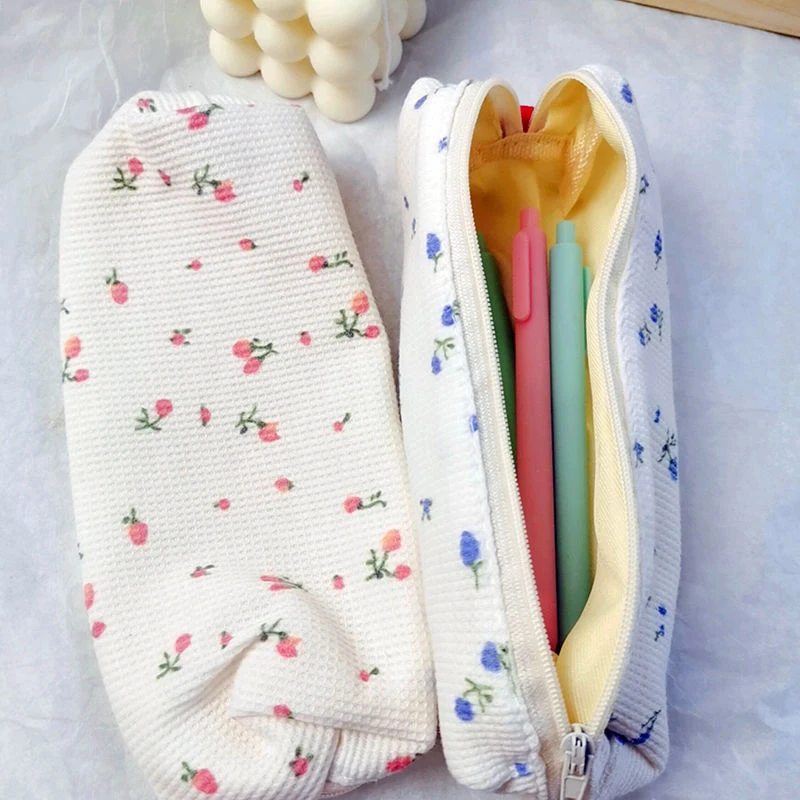 귀여운 꽃 연필 가방, 작은 꽃 연필 케이스, 귀여운 간단한 펜 가방, 학생 문구 보관 가방, 학용품