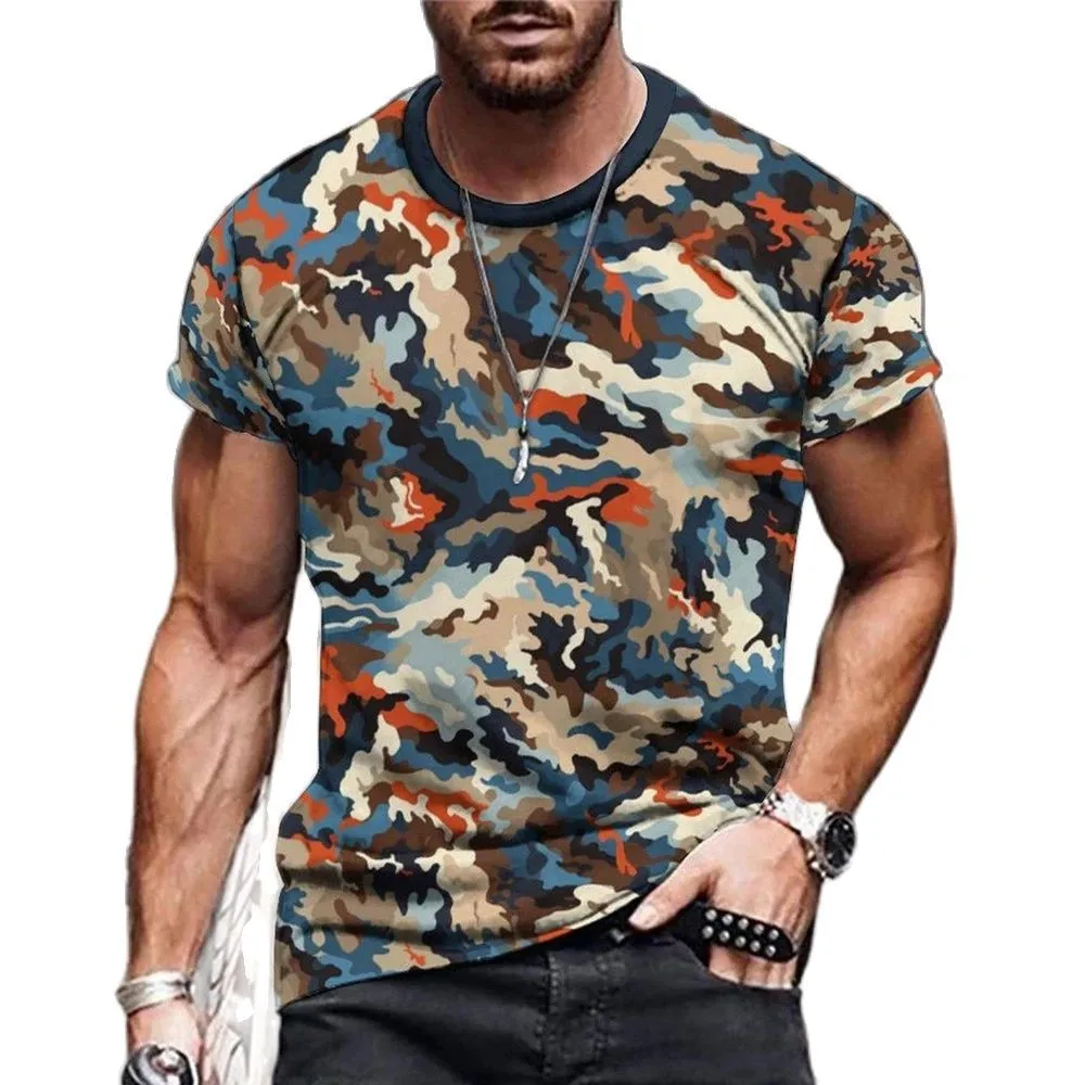 

Summer Fashion camouflage 3D printing Men T-shirt Trendly Casual Personality Tees Harajuku Street O-neck Short Sleeve Tops tee