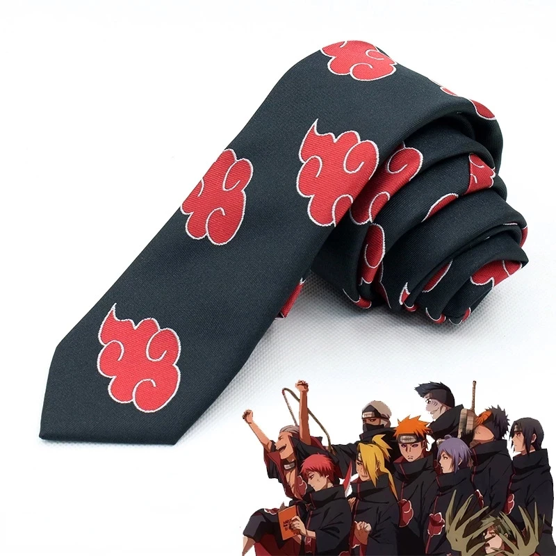 

Anime Naruto Akatsuki Red Cloud Tie Cosplay Uchiha Itachi Ninja Neckcloth Halloween Necktie Clothing Accessories Carnival Gifts