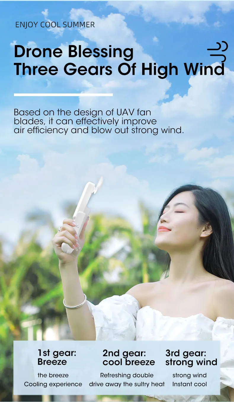 Portable Fan Super Mini Handheld Fan USB Rechargeable Fan Foldable Hand Held Small Pocket Fan with 2000mAh Power Bank 3 Gears 5 S3edaae00fef24eeb860bea5bb97301c93