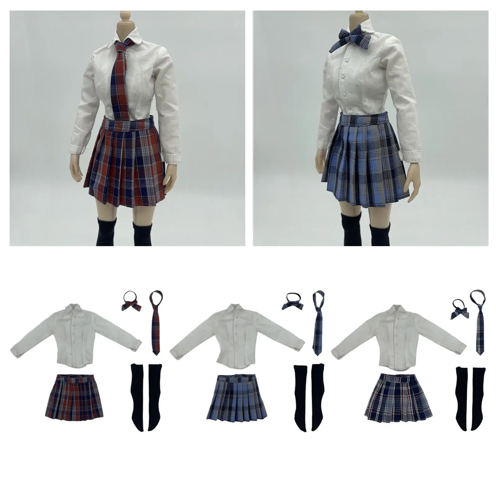 1/6 School Uniform Set Female Figure Doll Clothes for 12inch Female Figures