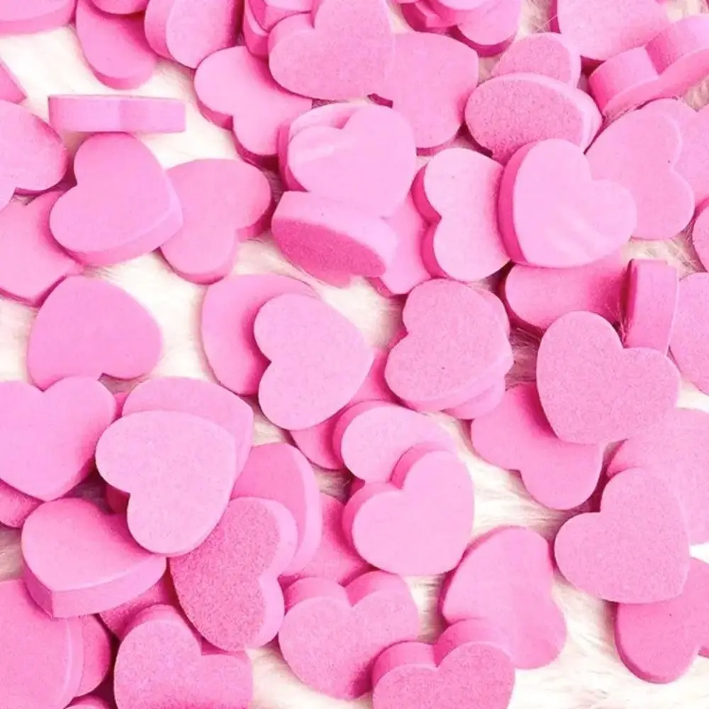 10 pcs Cute Nail File Pink And Black Heart Shape Polishing Blocks Kit Sponge Polishable Nail File Blocks Buffer Sanding Files