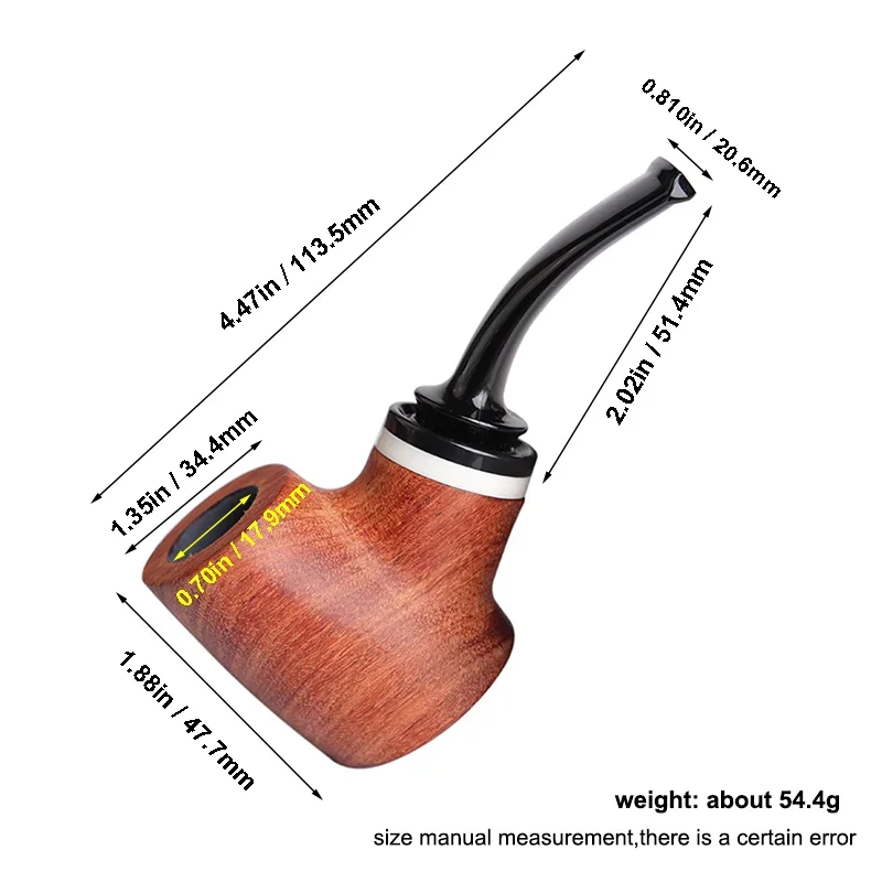 Bent Rosewood Tobacco Pipe 9mm Filters Decorative Ring Smoking Tools Gift