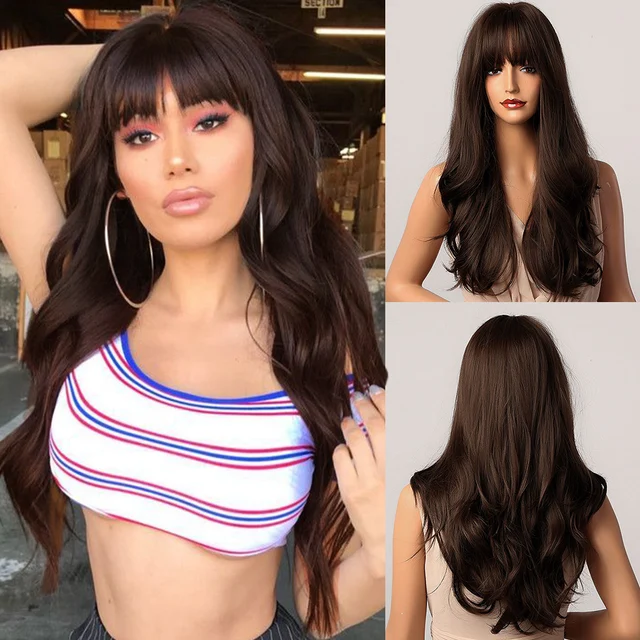 GNIMEGIL Synthetic Long Curly Wigs for Women Ombre Blonde Wig with Bangs Costume Wig for Girls Sexy Blond Wigs with Dark Roots 803-1