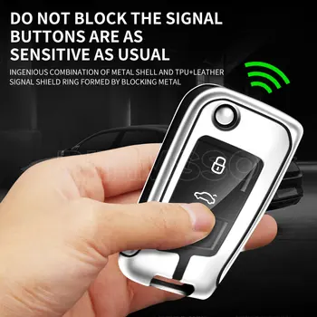 Custodia per chiave auto in pelle metallica Shell per VW Volkswagen Golf 7 MK7 Tiguan MK2 per Seat Ateca Leon FR 2 Ibiza per Skoda Octavia 5 Custodia per chiave auto in pelle metallica Shell per VW Volkswagen Golf 7 MK7 Tiguan MK2 per Seat Ateca Leon FR 2 Ibiza per Skoda Octavia - Custodia per chiave auto in pelle metallica Shell per VW Volkswagen Golf 7 MK7 Tiguan