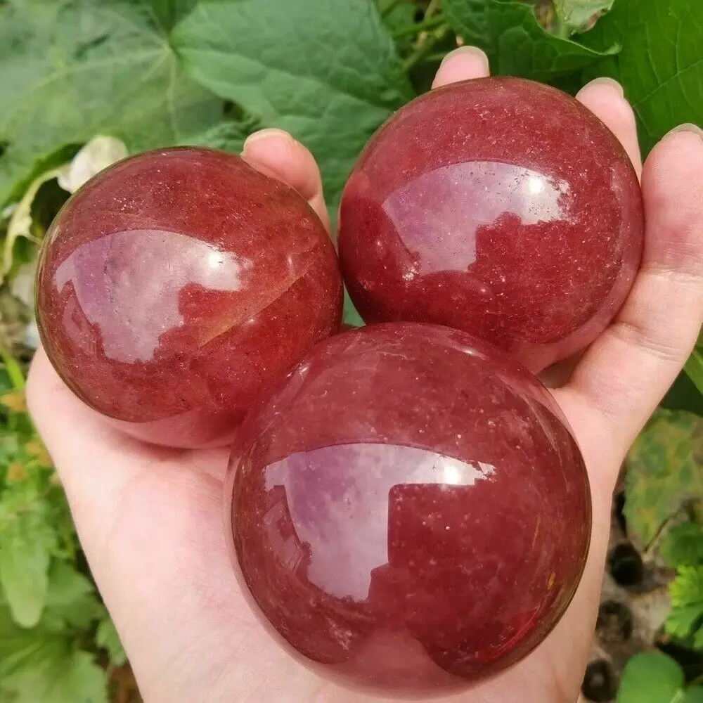 

Beautiful Natural STRAWBERRY QUARTZ CRYSTAL BALL MINERAL CRYSTAL QUARTZ CRYSTAL BALL Spirit Healing Energy Home Decoration 1PC