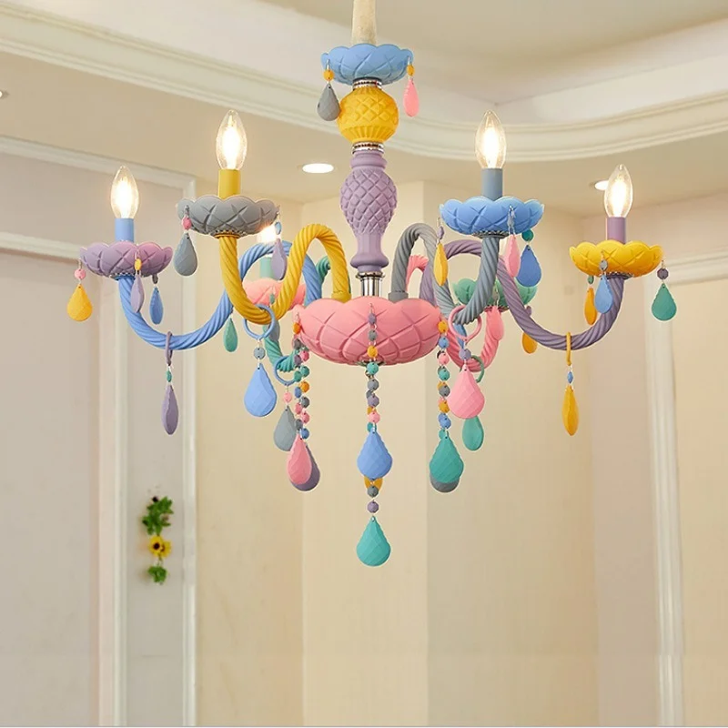 

Macaroon Creative European Crystal Light Fixtures European Style Home Improvement Rainbow Girl Princess Children's Bedroom