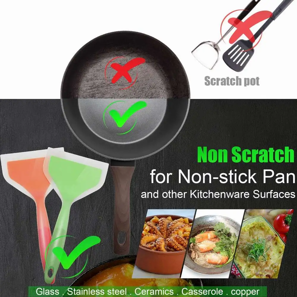 2 Pieces Silicone Pancakes Shovel Wide Spatula Turner Nonstick Fried Shovel  Fish Spatula Silicone Wi…See more 2 Pieces Silicone Pancakes Shovel Wide