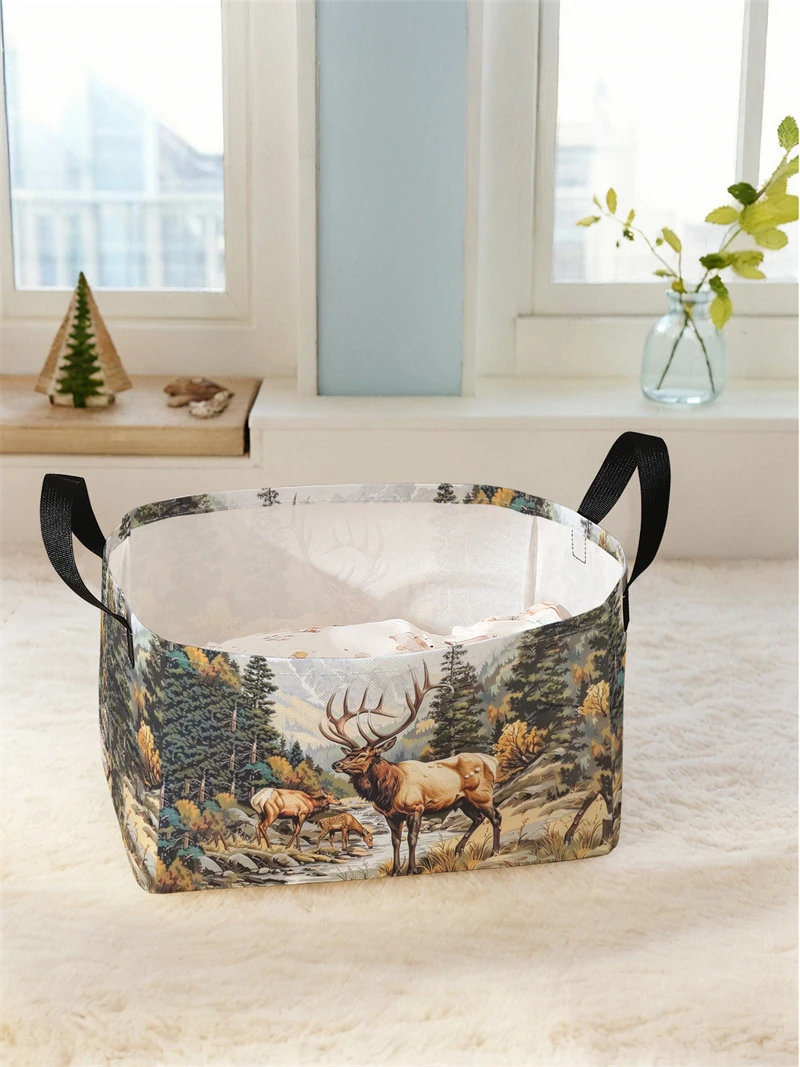 Storage box, underwear, socks, baby toys, storage basket with handle, simple printed decorative storage basket