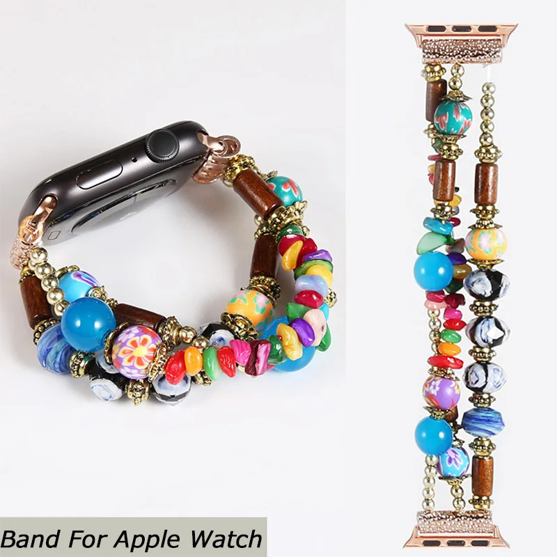 

Ремешок в богемном стиле для Apple Watch, браслет для IWatch, 38 мм 40 мм 44 мм 41 мм 42 мм 45 мм