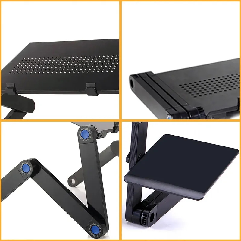 Adjustable Laptop Desk Stand Portable Aluminum Alloy Lapdesk For TV Bed Sofa PC Notebook Table Desk Stand With Mouse Pad laptop stand