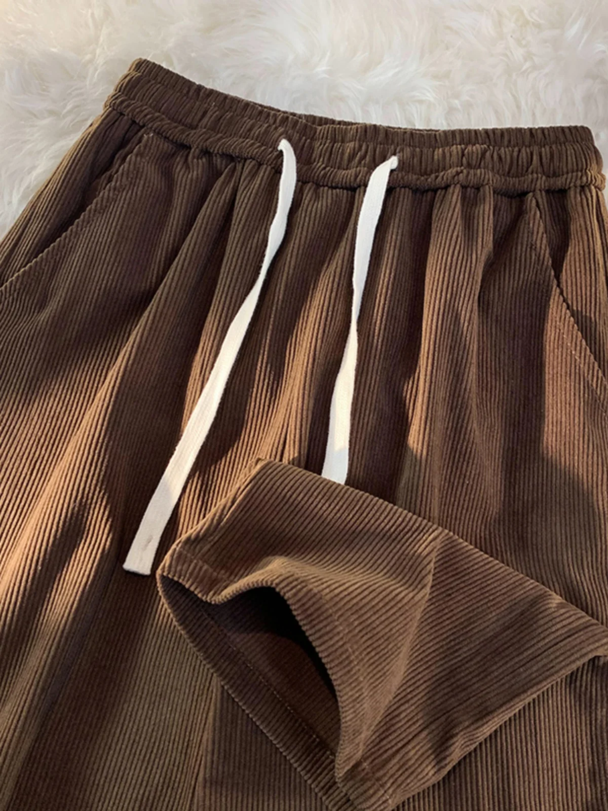 2023 Spring and Autumn Corduroy Casual Sports Pants Men's Leggings Korean Style Loose Straight Solid Pants Trousers W19